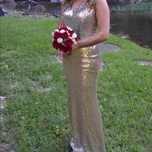 Crystal Doll SIZE 11 Prom Dress Gold/Silver Ombré